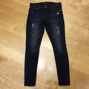 Express Mid Rise Destructed Jean Leggings
